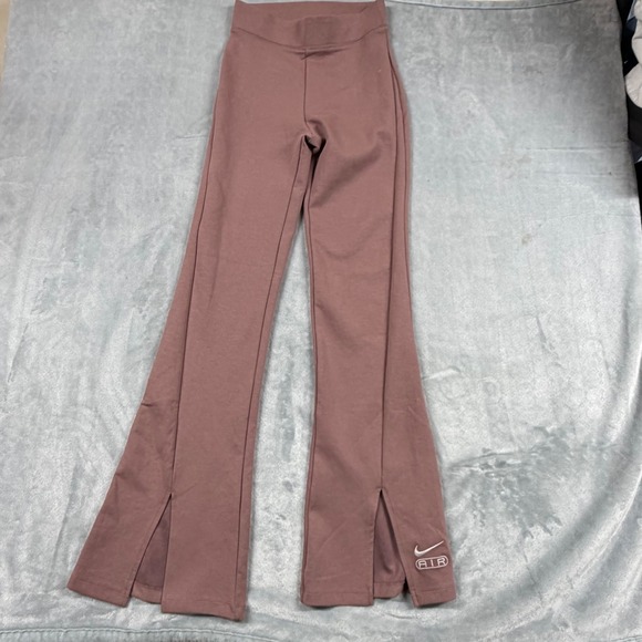 Nike Pants - Nike Air Womens Size Small S High Waist Flare Legging Mauve Pink Split Hem Pant